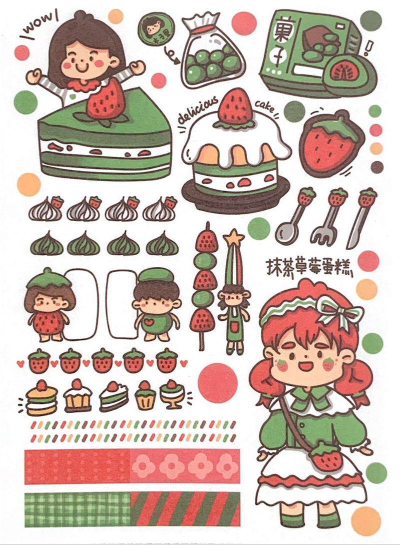吃蛋糕的木子里〔抹茶草莓蛋糕〕 - 堆糖,美图壁纸兴趣社区