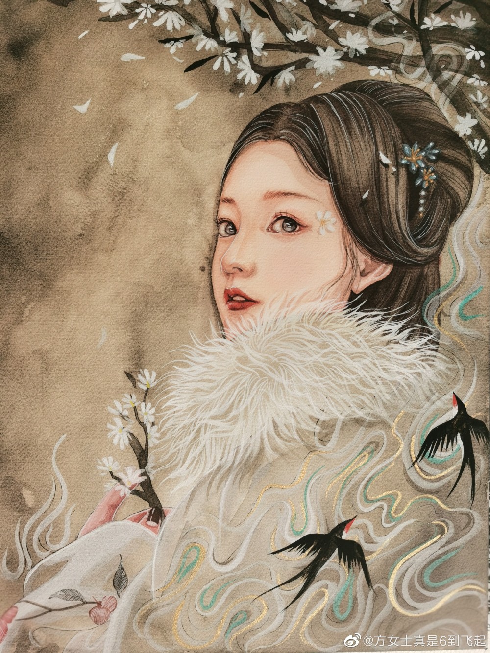 古风水彩人物插画