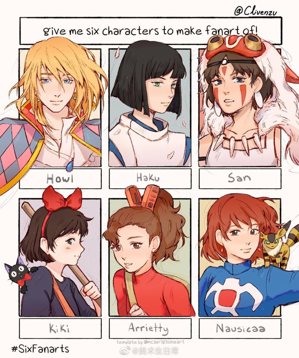 give me six characters to make fanart of!