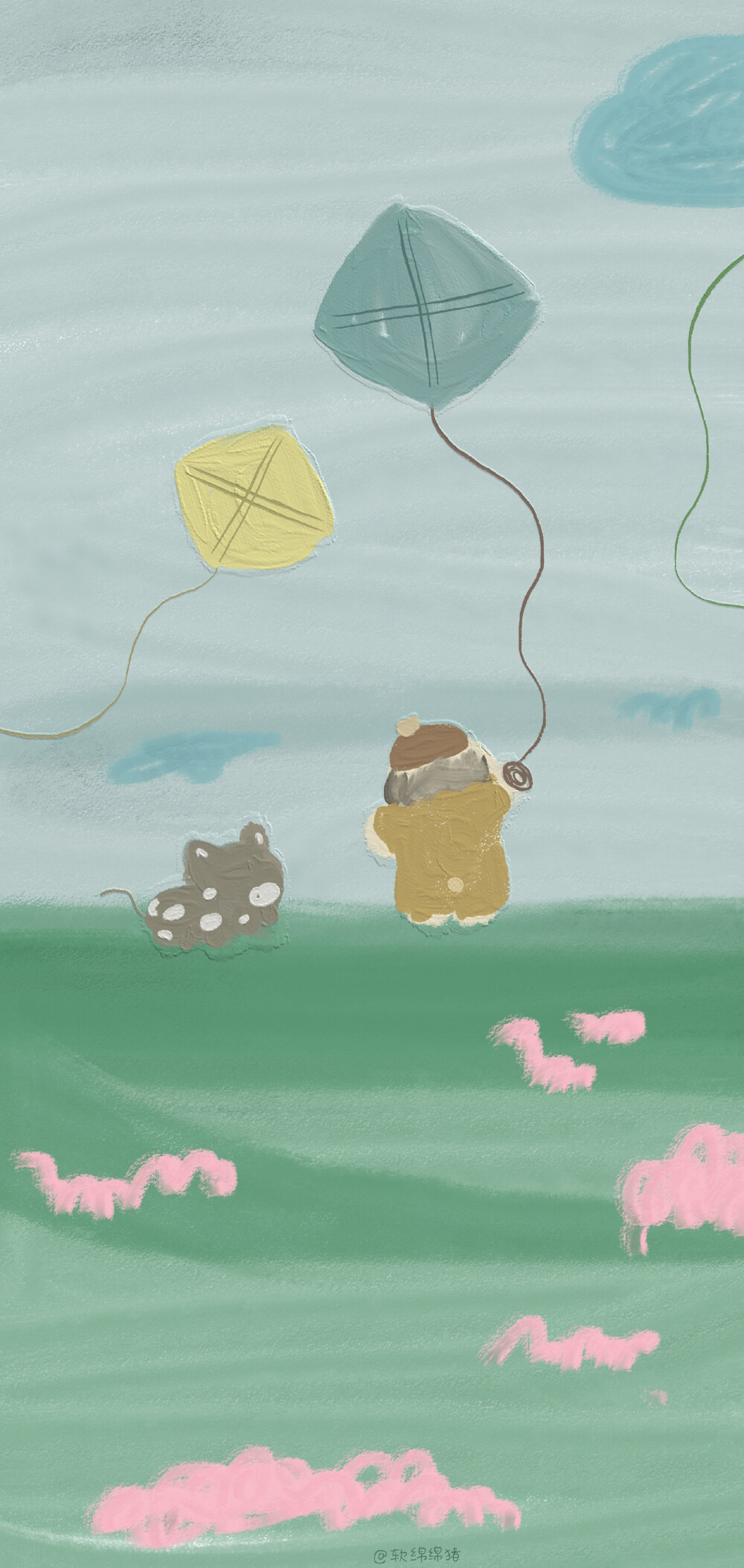 油画壁纸 插画 素材 ins 韩系 可爱 简约 手绘 动漫 锁屏 屏保 卡通