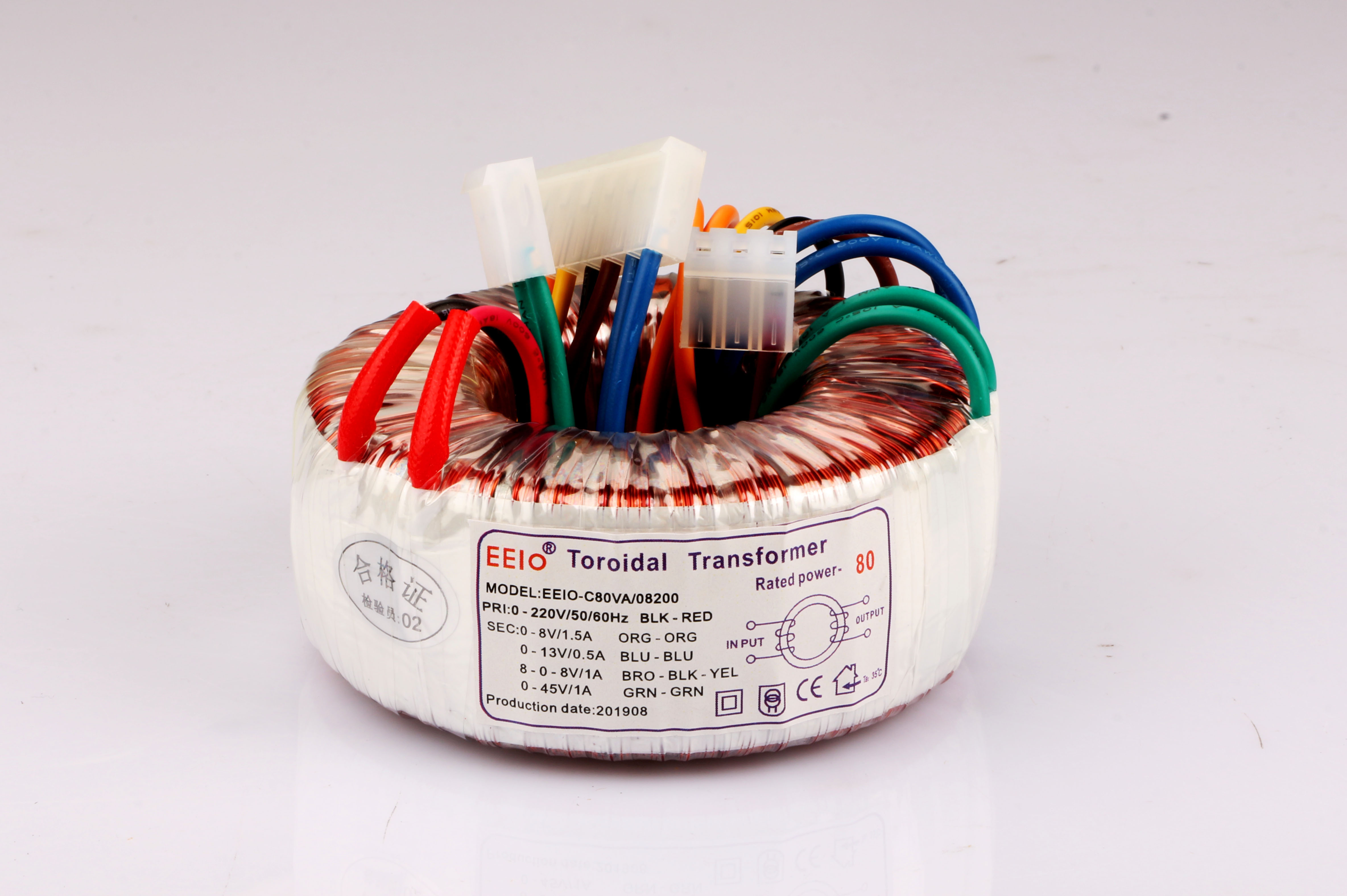 多绕组纯铜线绕制的环形变压器