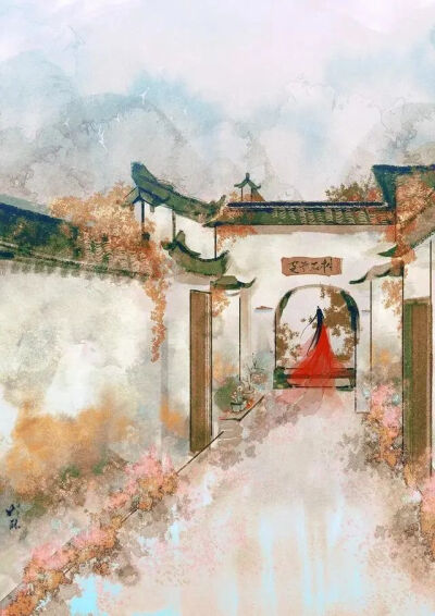 建筑古风插画 - 堆糖,美图壁纸兴趣社区