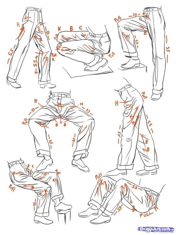 漫画男生裤子画法图片