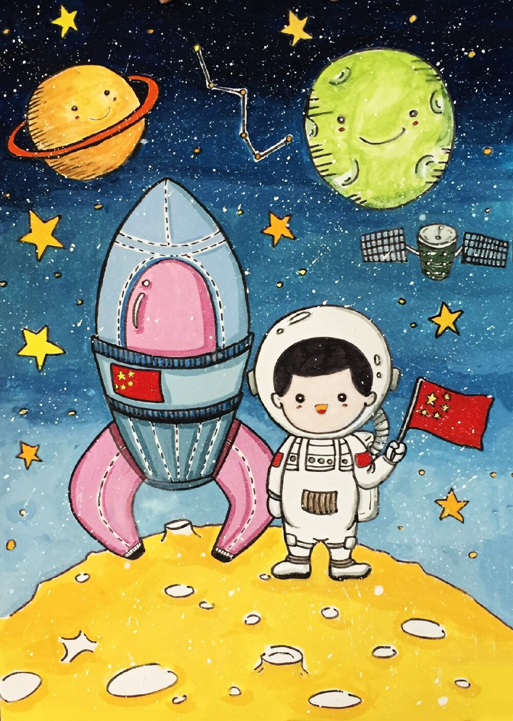 太空飞船61宇宙儿童画