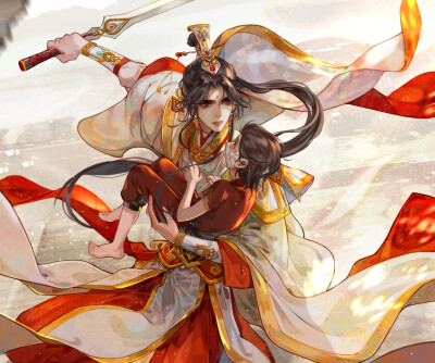 《天官赐福》花城谢怜画师微博id【秋生笙】