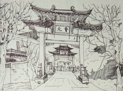 儿童画建筑速写