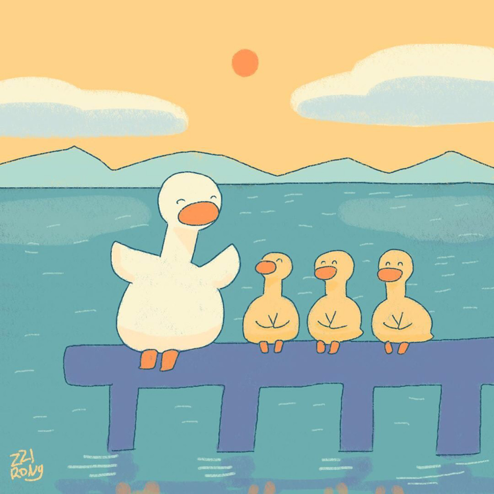鸭鸭可爱背景图哦