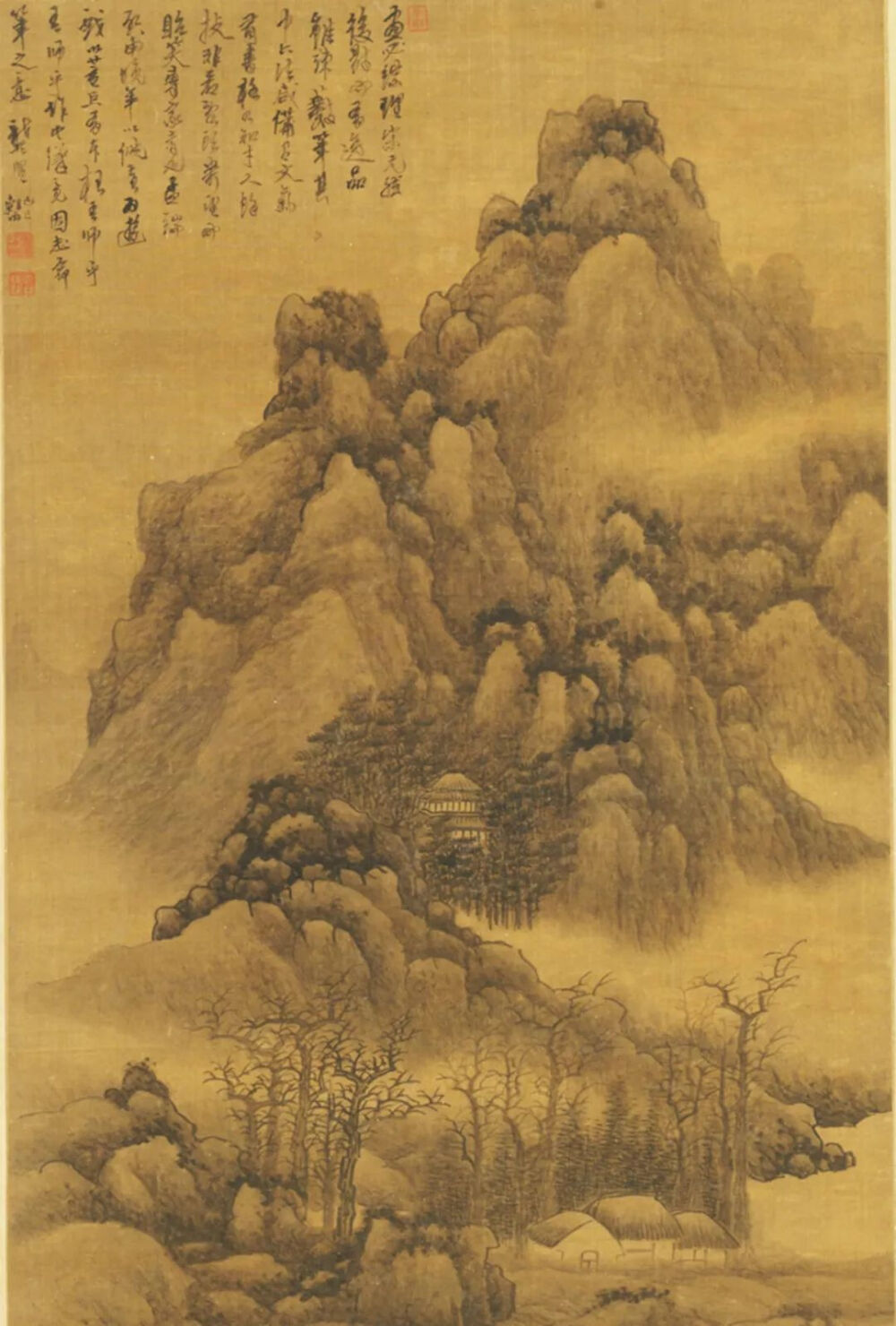 山水 龚贤 公元1689年 立轴 绢本墨画