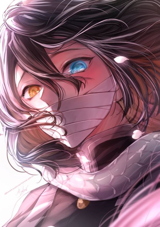 动漫头像面罩双色瞳女孩手绘