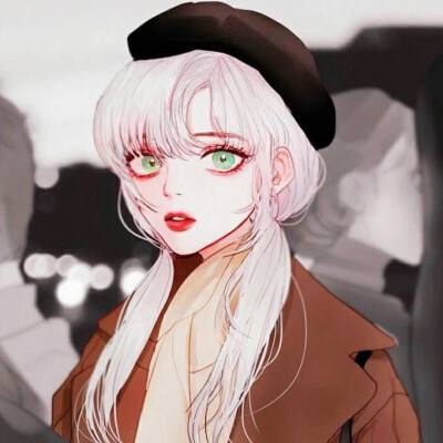韩国插画师 boychaaa作品(女孩头像-双马尾)