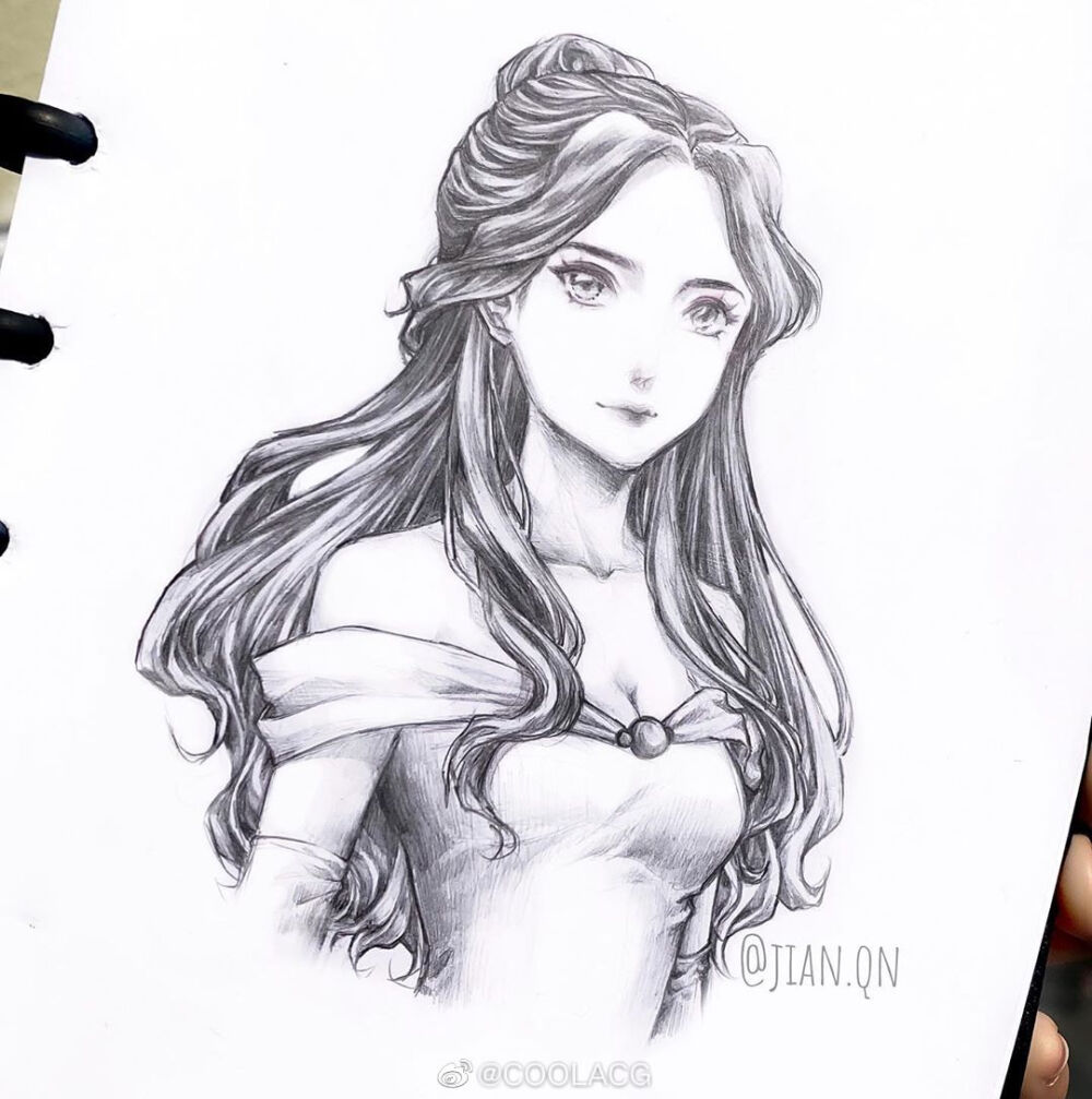 人物黑白动漫素材插画绘画线稿手绘
