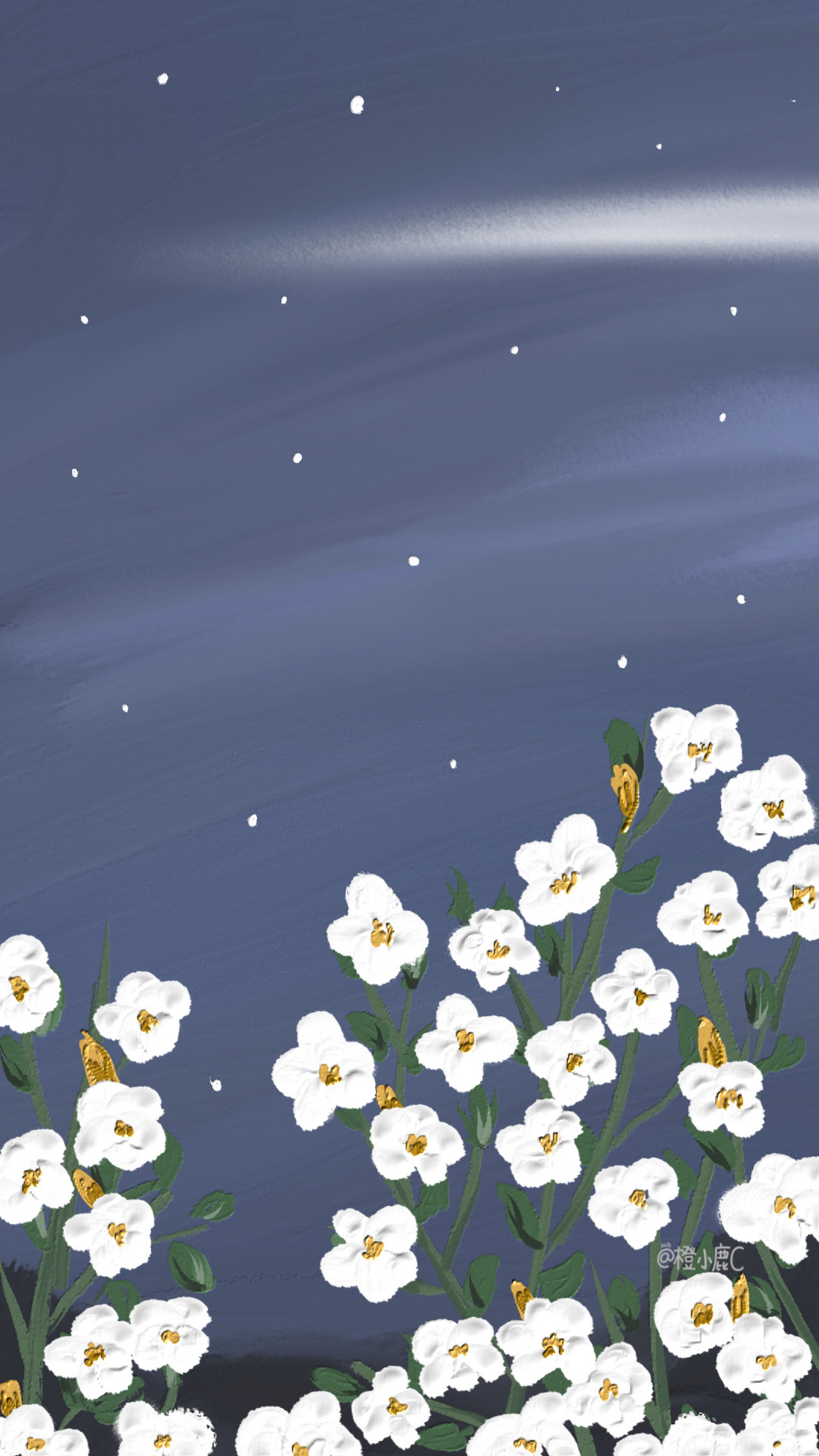 橙小鹿c渐变纯色/手绘动物/聊天背景/小清新ins/花朵插画/锁屏壁纸
