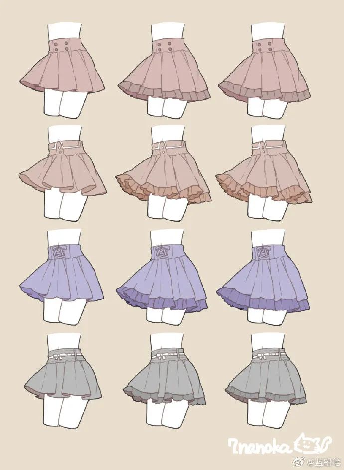 【绘画参考】lolita小裙子和衬衫褶皱