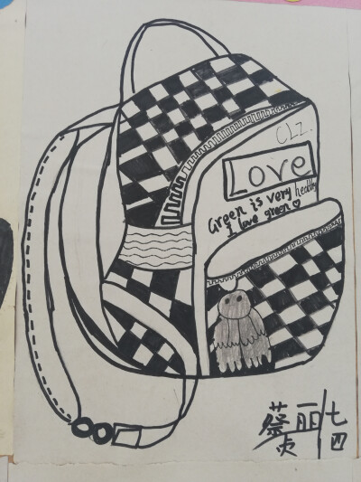 书包线描图片