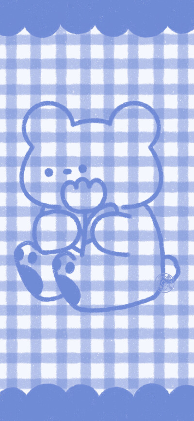 小熊壁纸可爱ins蓝色图片