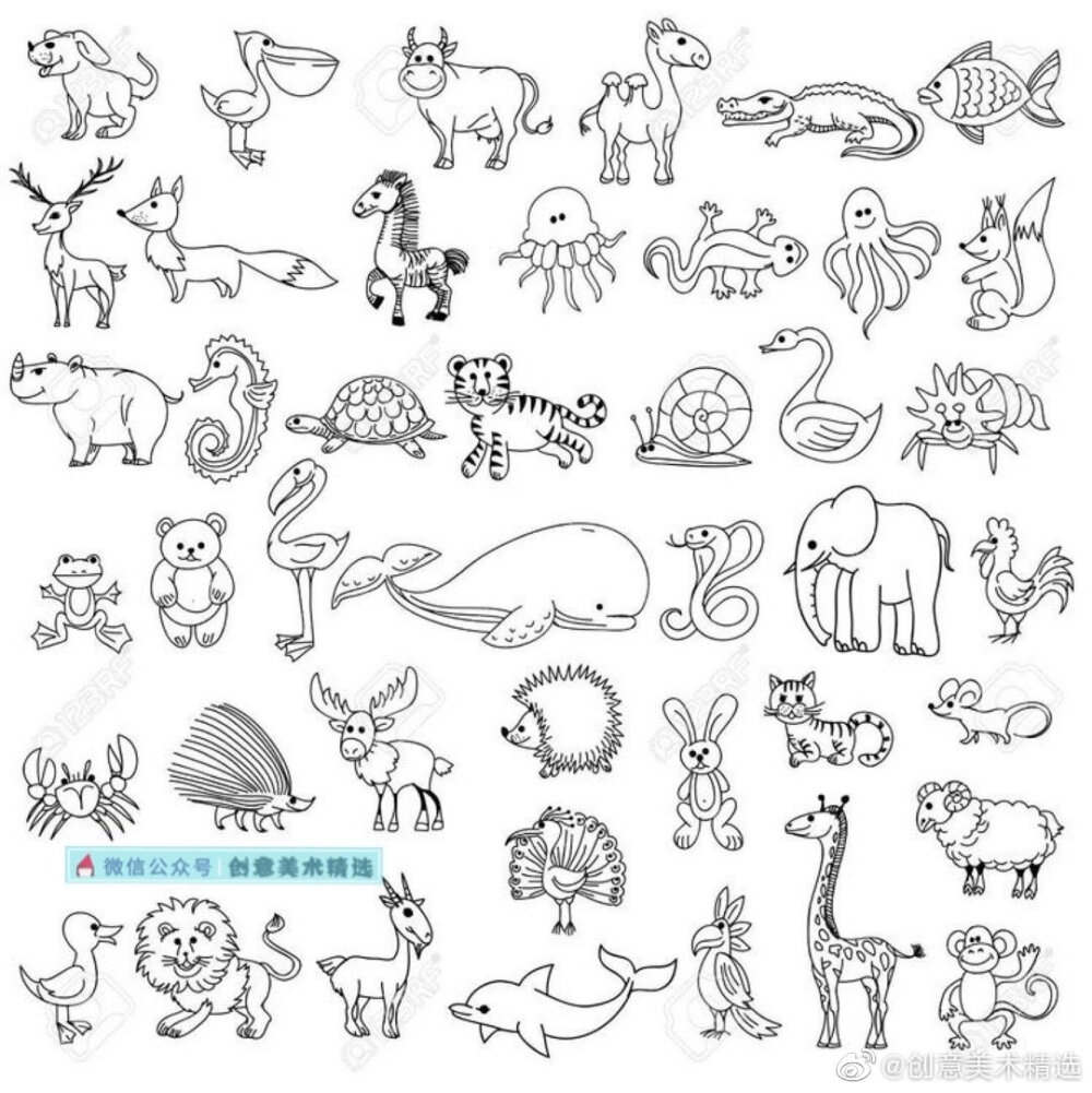 二十个动物简笔画组成图片