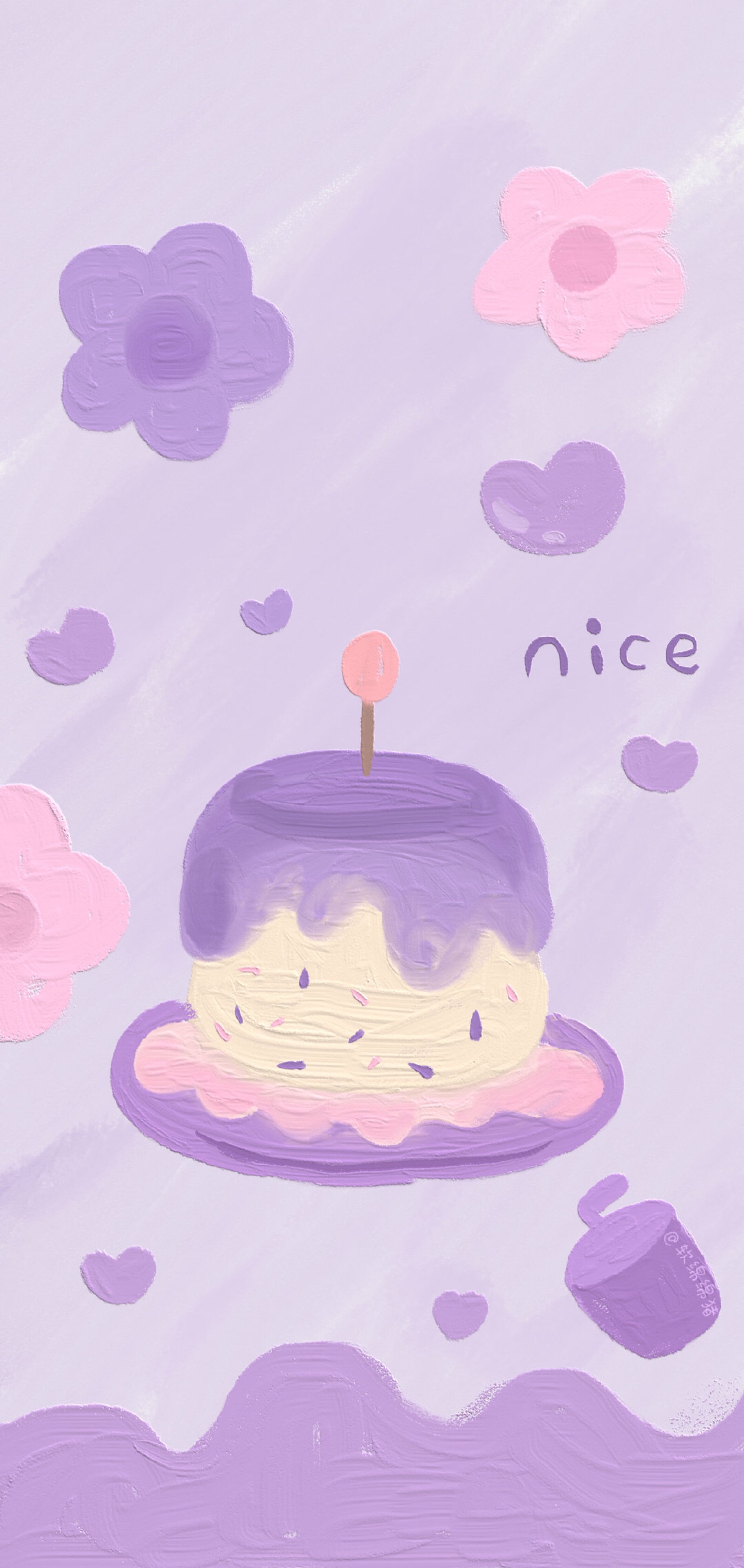 祝你生日快乐 少女心壁纸 紫色系壁纸 可爱壁纸 cr:软绵绵猪