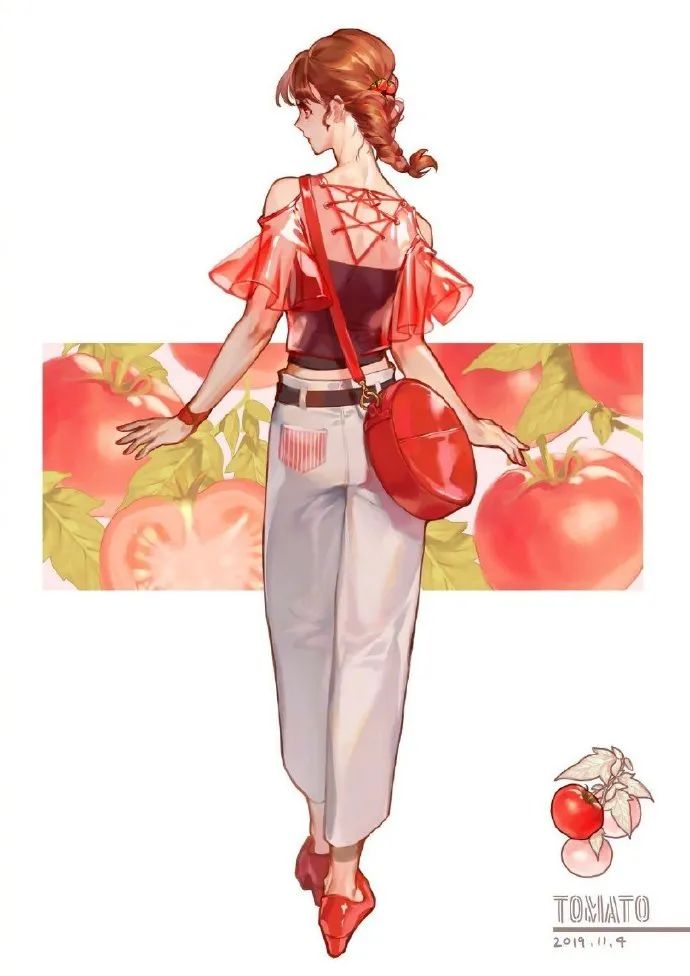 唯美可爱的水果蔬菜拟人插画