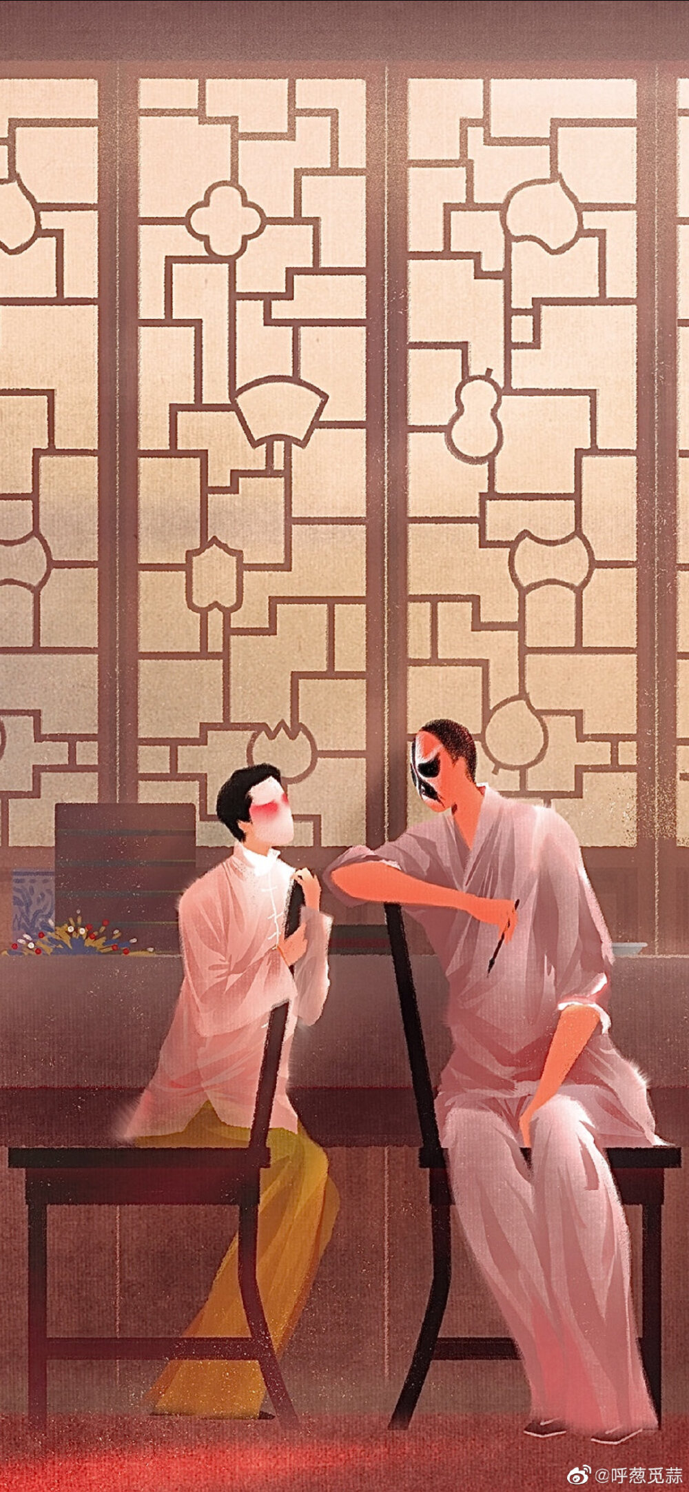 呼葱觅蒜 插画 手绘霸王别姬