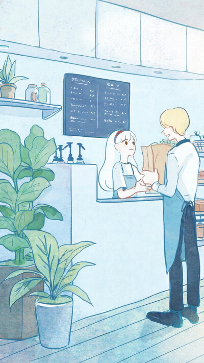 情侣 咖啡店 cr:插画师chatte