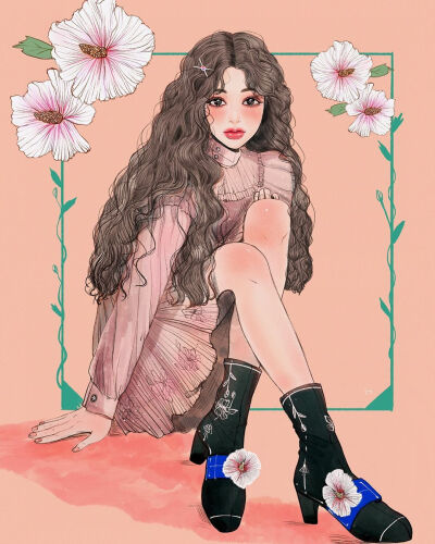 韩国插画师作品漫画美少女头像 ig: dahye.kkk