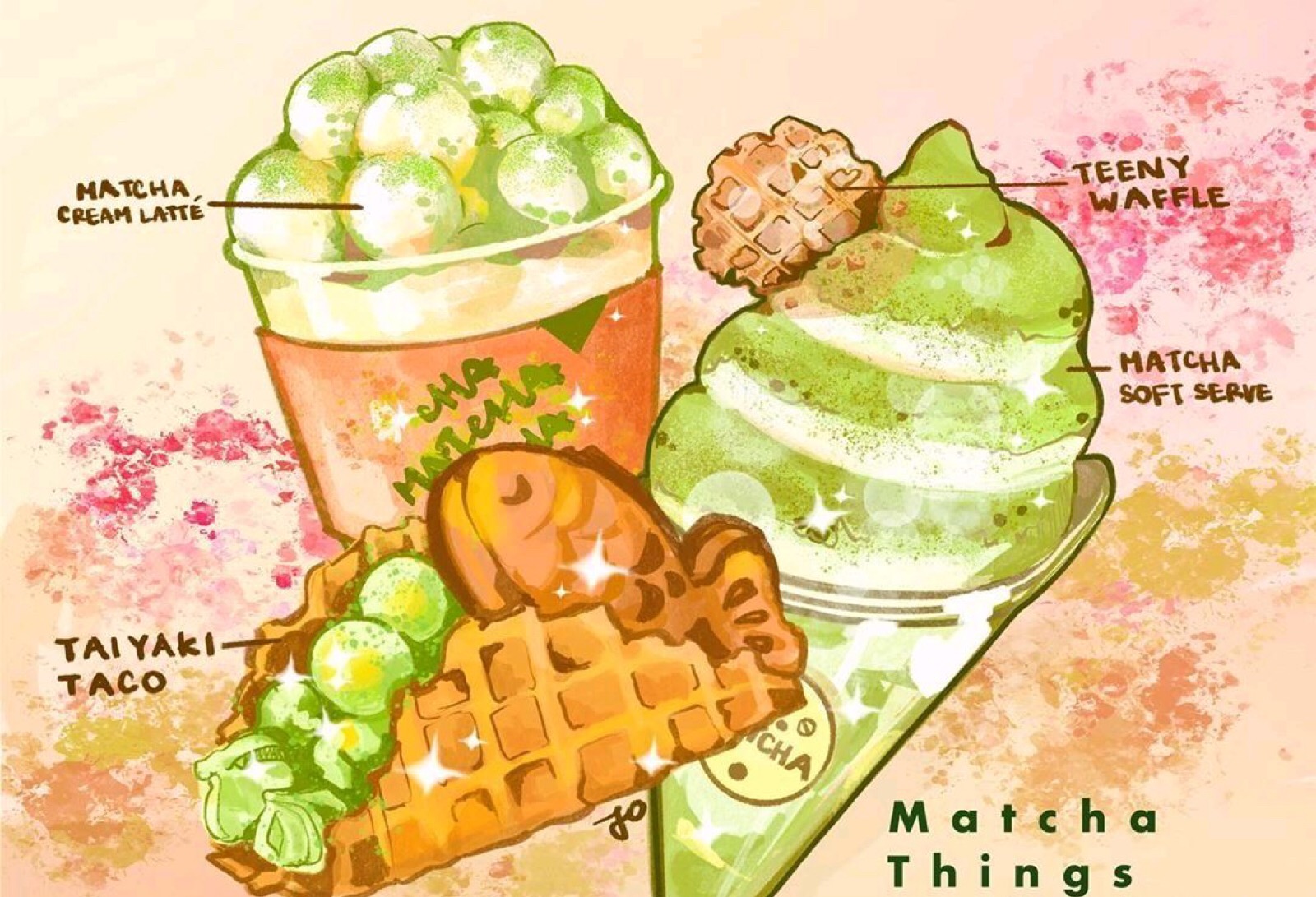 超萌,超可爱的美食甜品插画