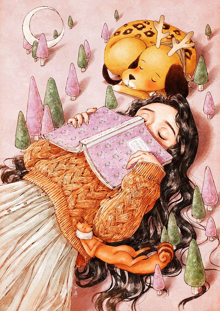 壁纸‖《森林女孩日记》合集(九) cr:韩国插画师aeppol