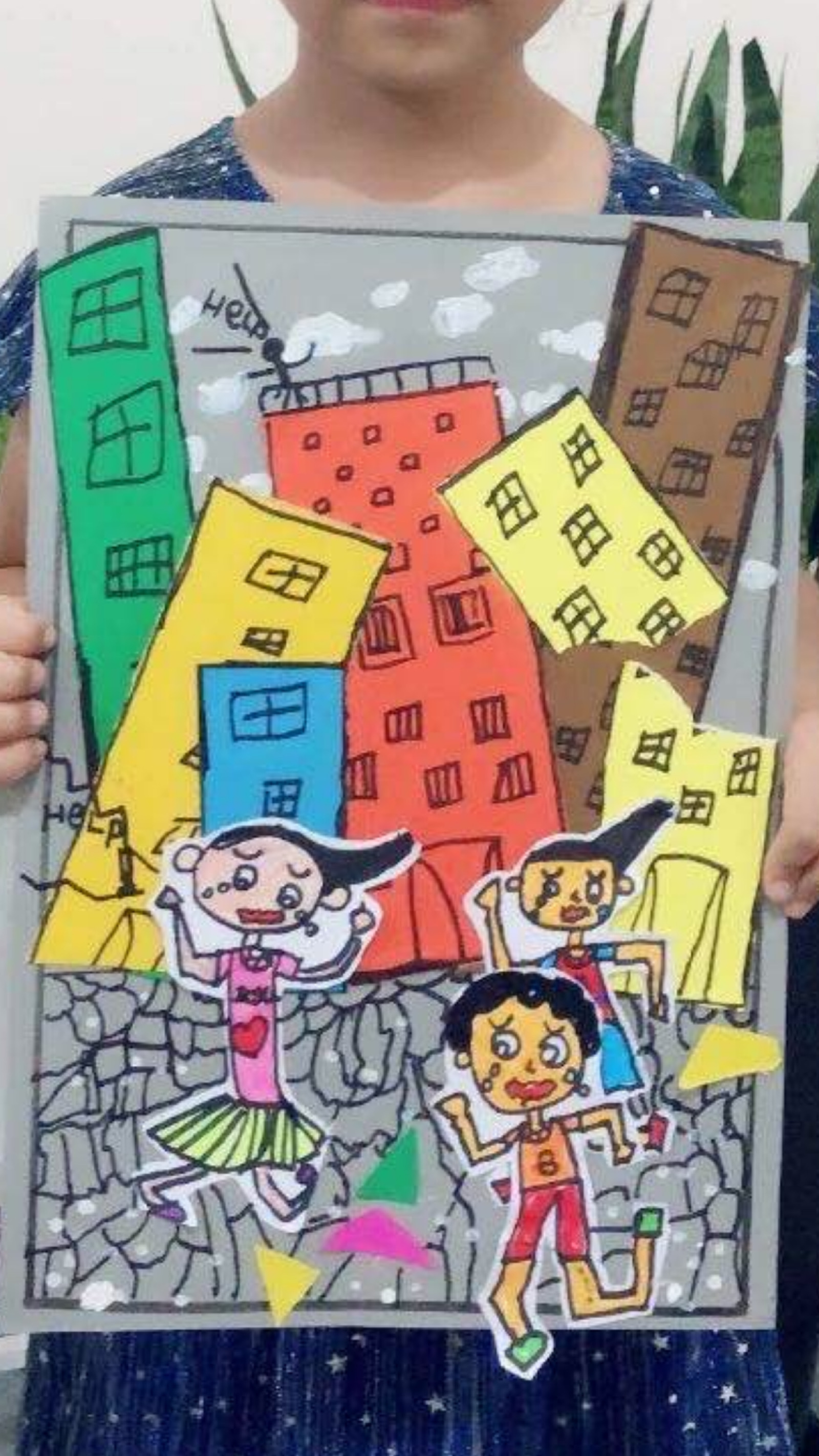 汶川地震儿童画图片