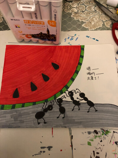 蚂蚁和西瓜绘本儿童画