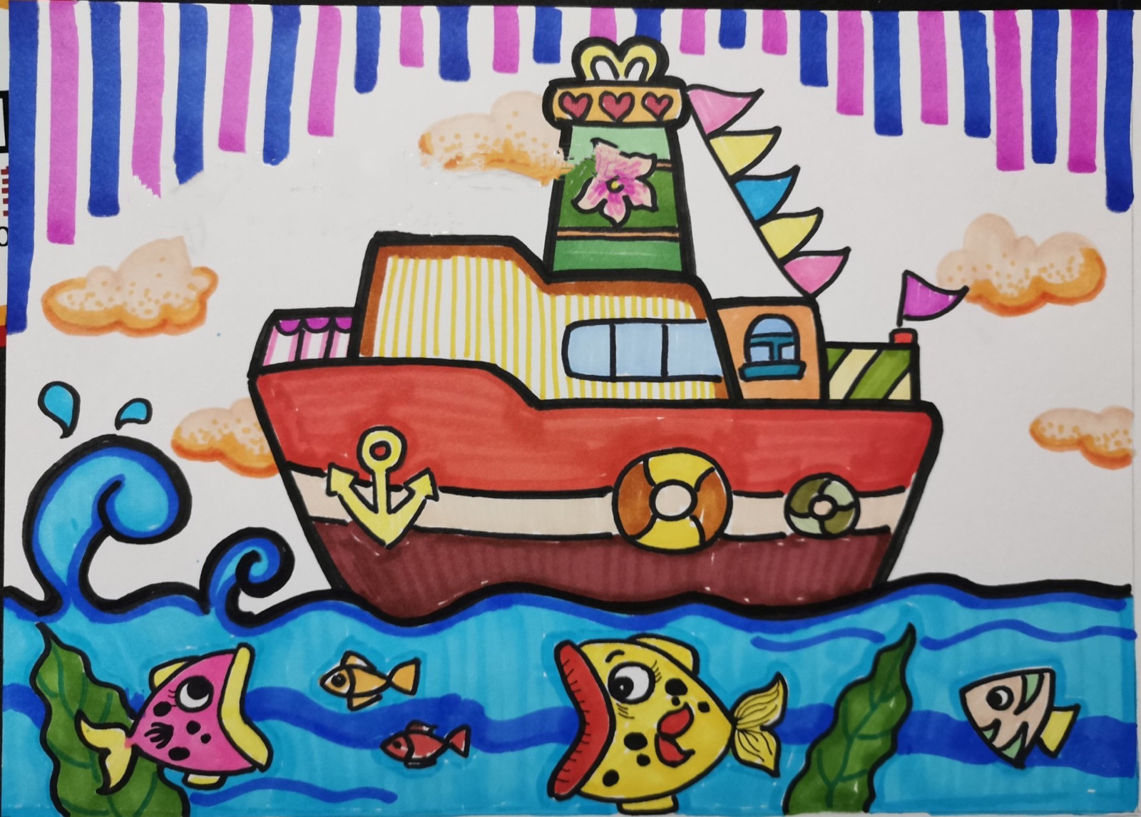 儿童画船设计图片