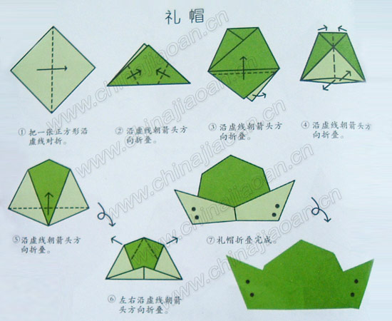 帽子折纸教程 步骤图片
