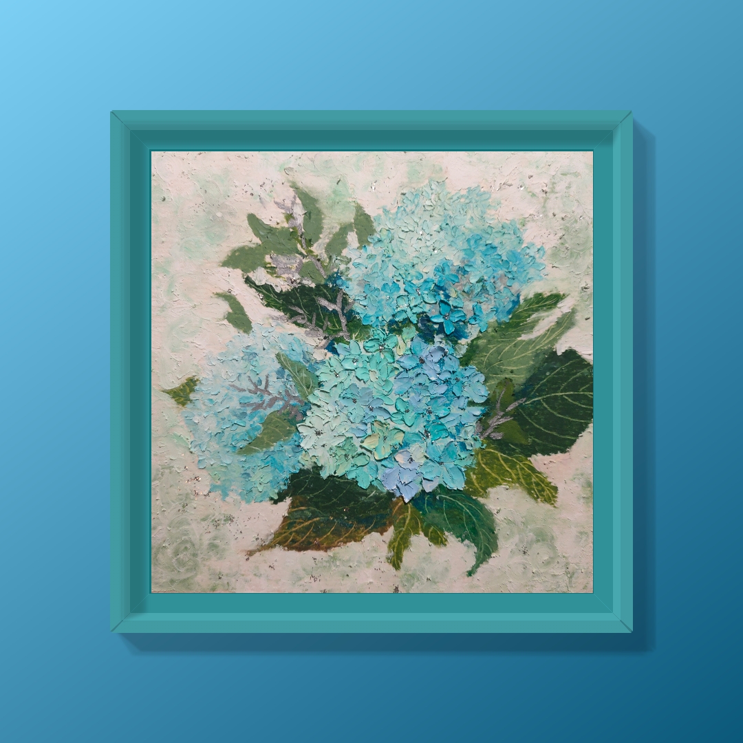 油画棒绣球花