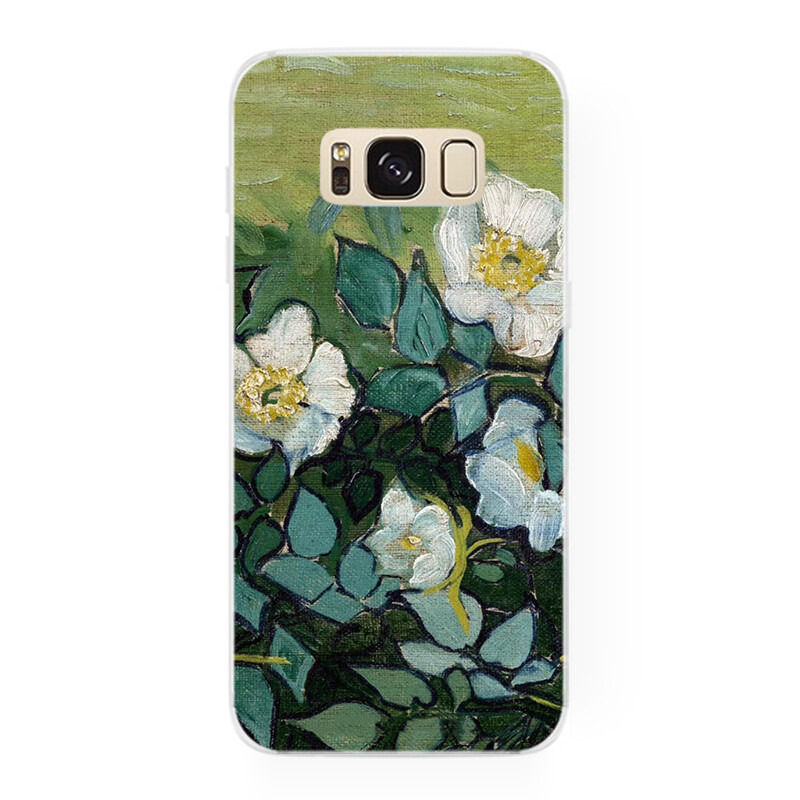 森系梵高油画野玫瑰花 三星s20 s10 s9 plus s8  note10 9 手机壳