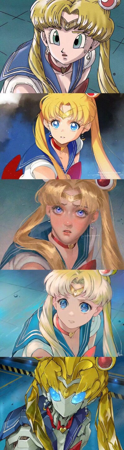 推上流行的"美少女战士挑战",漫画家和画师们用自己的画风绘制的水兵