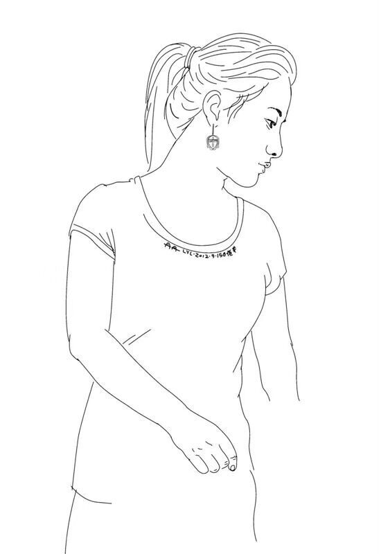 刘勇良线描人物作品丹丹的一家
