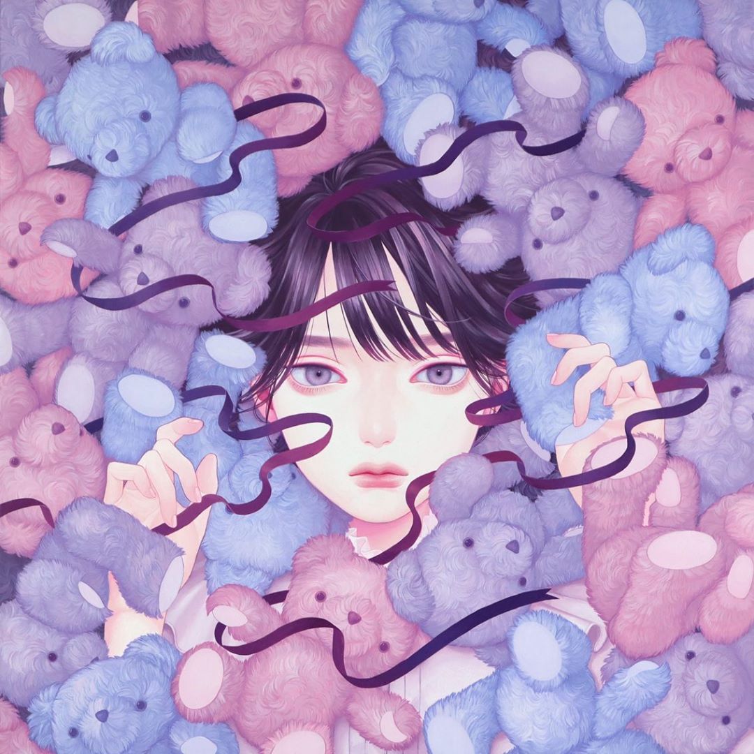 闺蜜头像,手插画,头像女