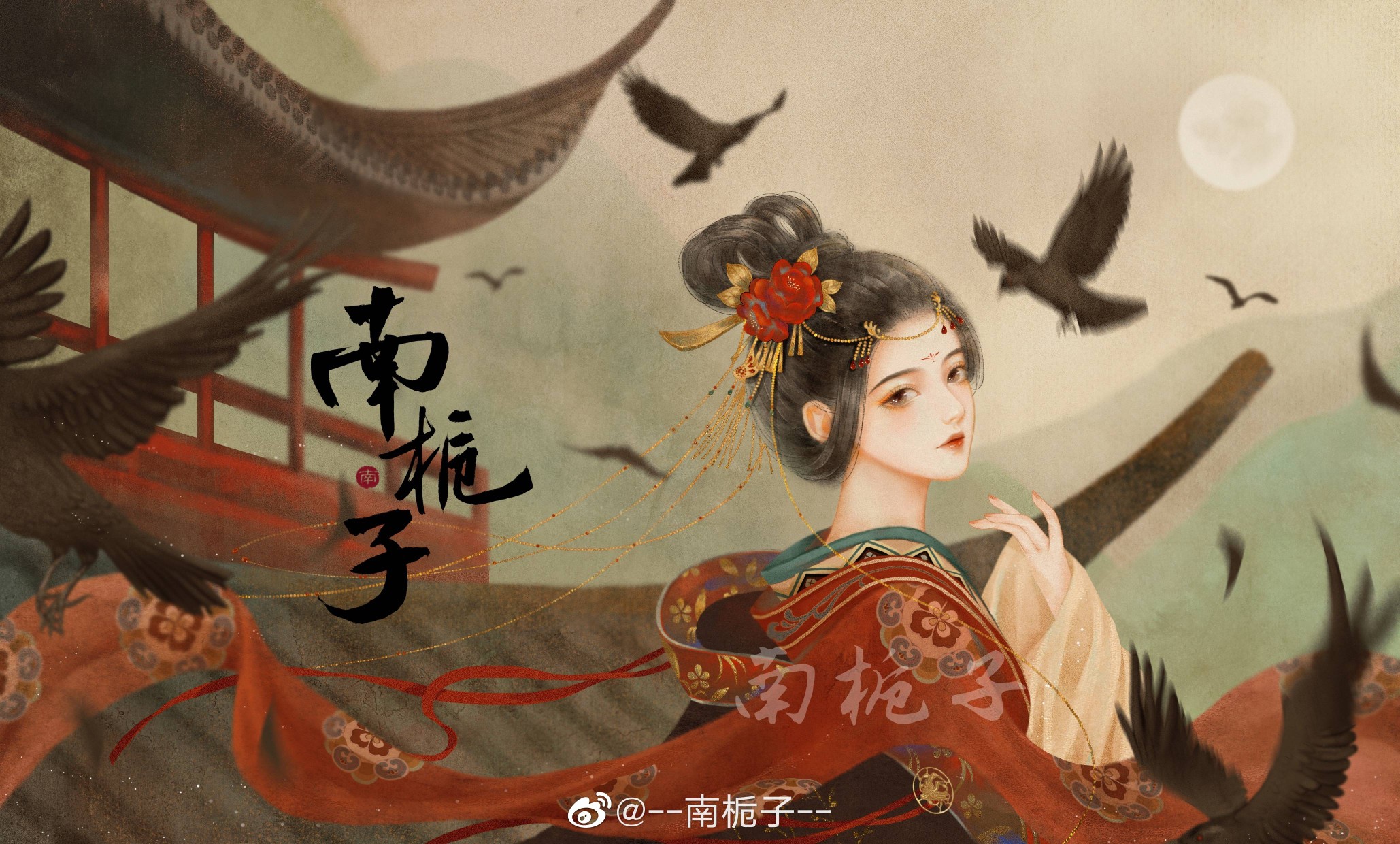 古风美女插画壁纸图片