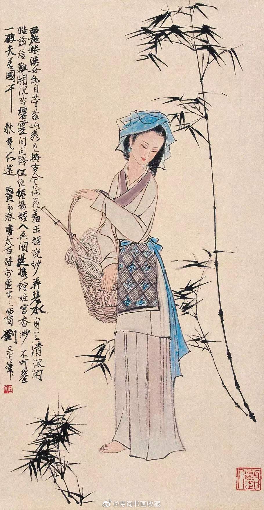 广泛吸取古人之长而融会贯通,工写兼长,创作多取古典题材及历史人物