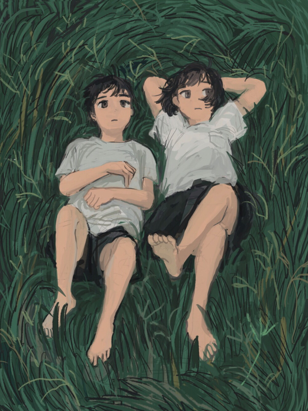 夏日壁纸小清新壁纸插画情侣头像