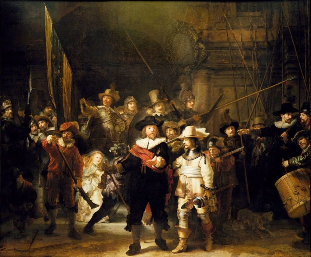 伦勃朗·哈尔曼松·凡·莱因 夜巡 1642年 布面油画 3795cm×453