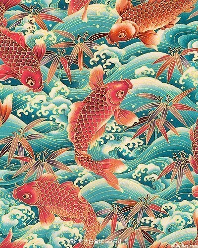 绘图素材 锦鲤水纹松树纹鱼纹龙纹牡丹纹壁纸