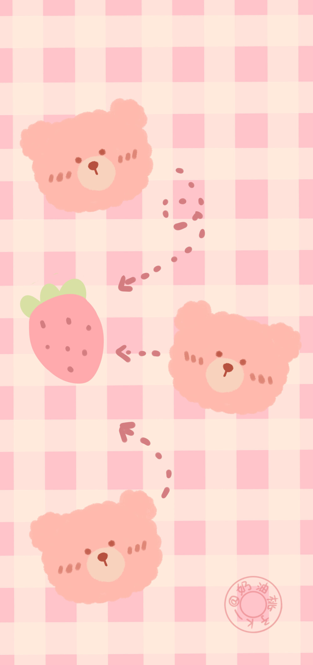 手机壁纸可爱草莓粉色图片