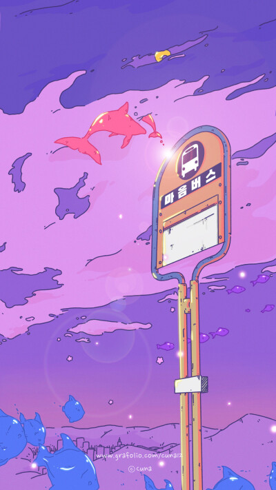 粉紫色梦幻壁纸 图源画师cuna