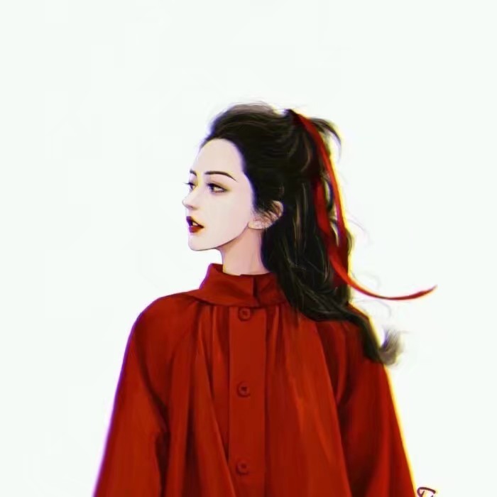 推荐红色系女头 插画