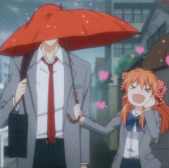 打雨伞的卡通情侣头像图片