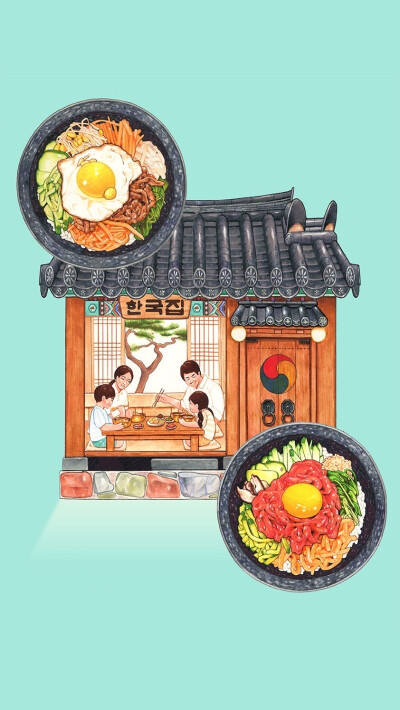 韩国插画师talbi系列美食插画