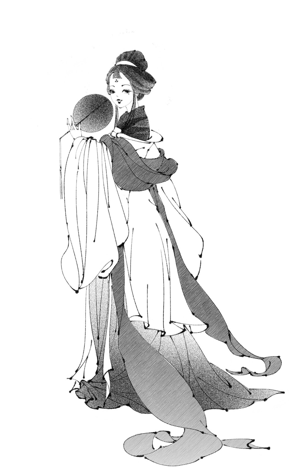 人物黑白动漫素材插画绘画线稿手绘女生男生长发短发转载二次元古风