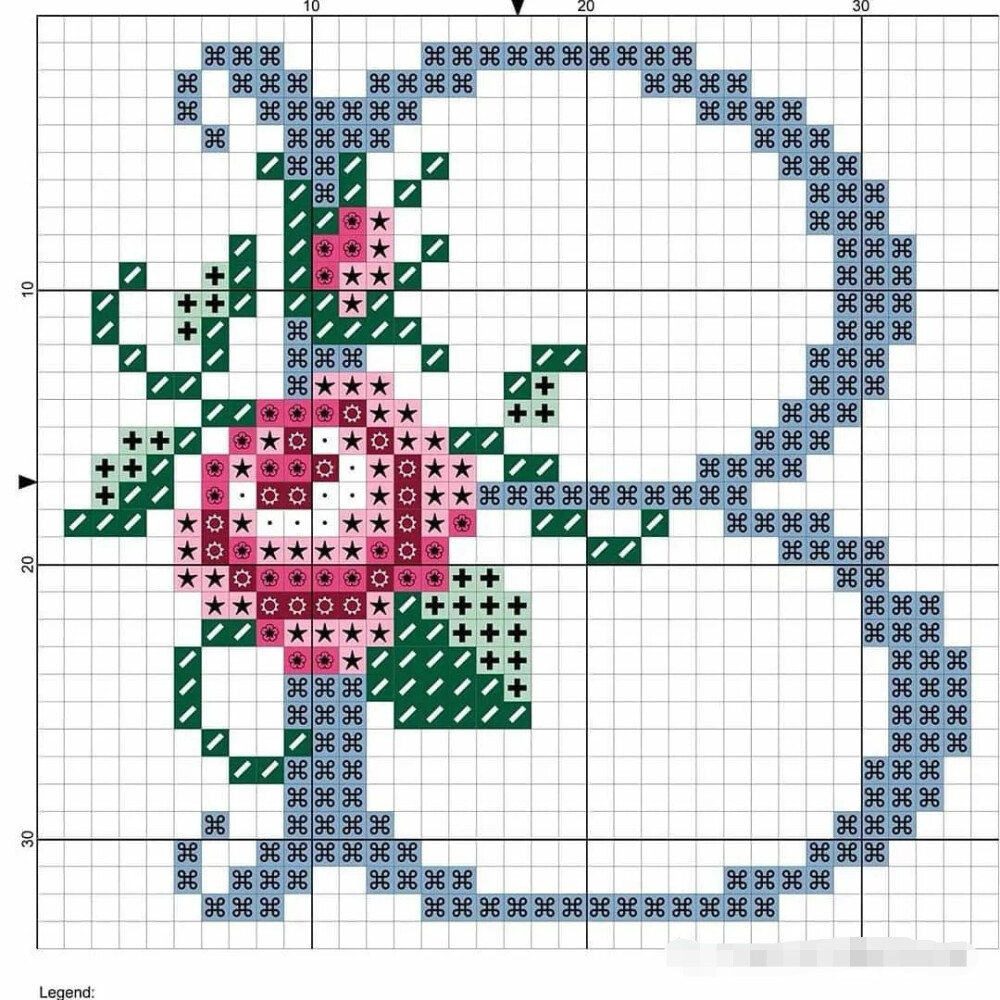 十字绣图纸玫瑰花字母b