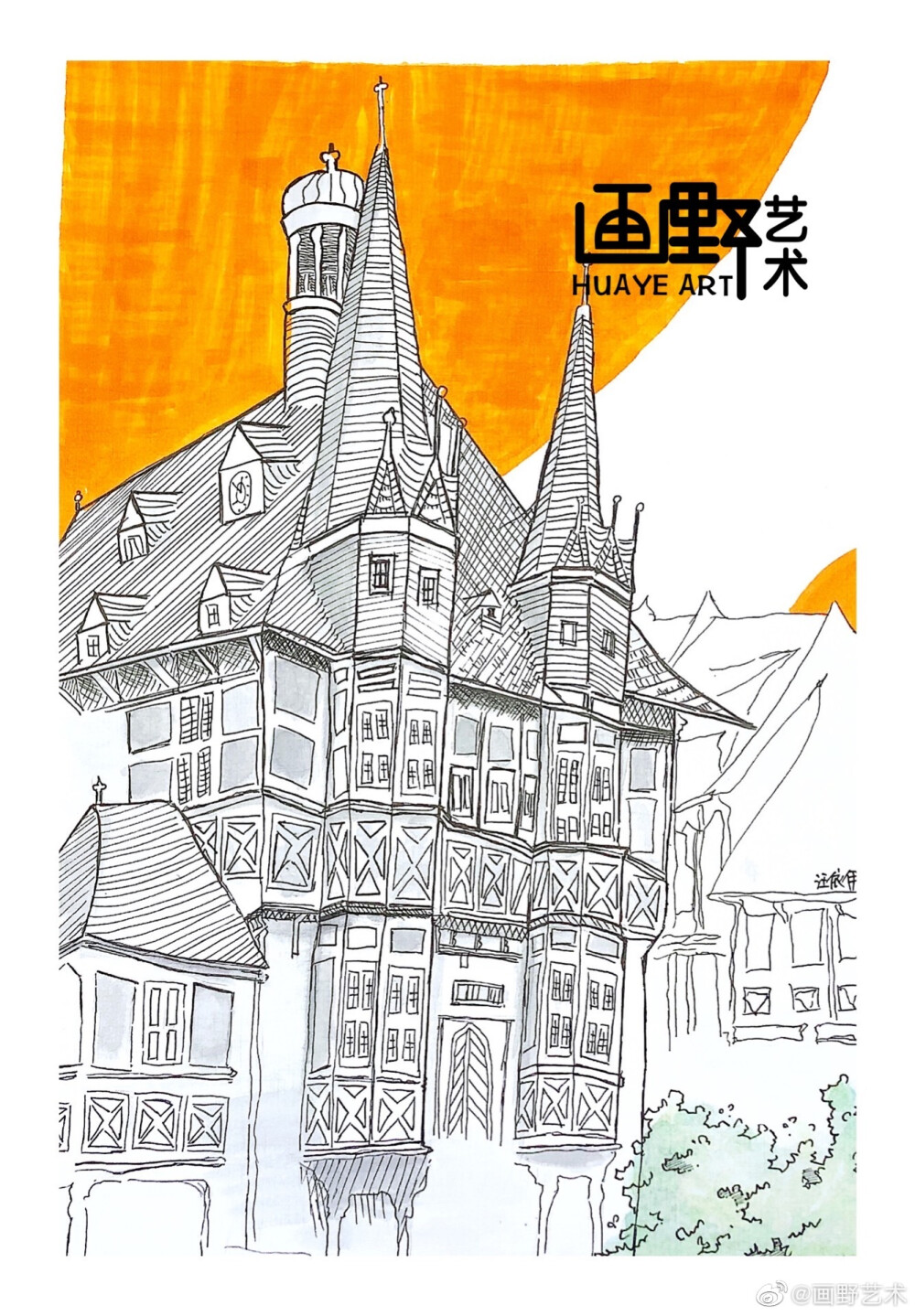 线描房子建筑.创意美术