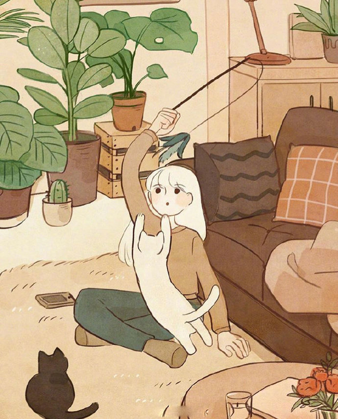 同系列插画,女孩的独居生活